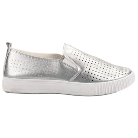 SHELOVET Durchbrochene Slipons grau