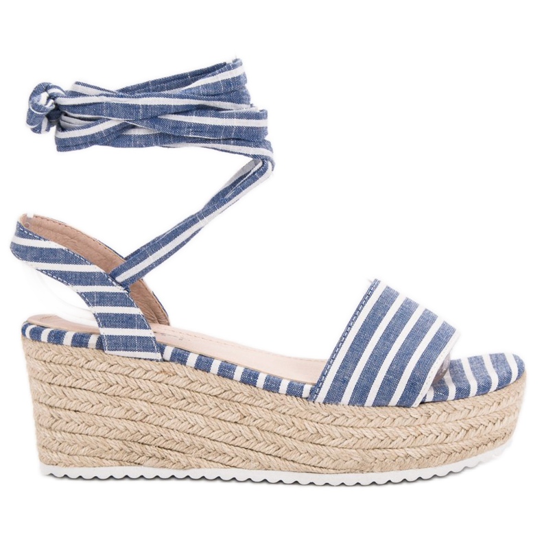 Seastar Gestreifte Sandalen auf Keil blau