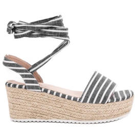 Seastar Gestreifte Sandalen auf Keil grau