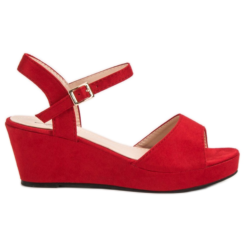 SHELOVET Rote Wildledersandalen