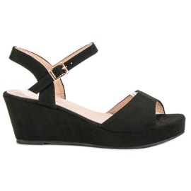 SHELOVET Schwarze Wildledersandalen