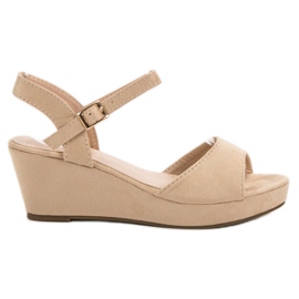 SHELOVET Beige Wildledersandalen
