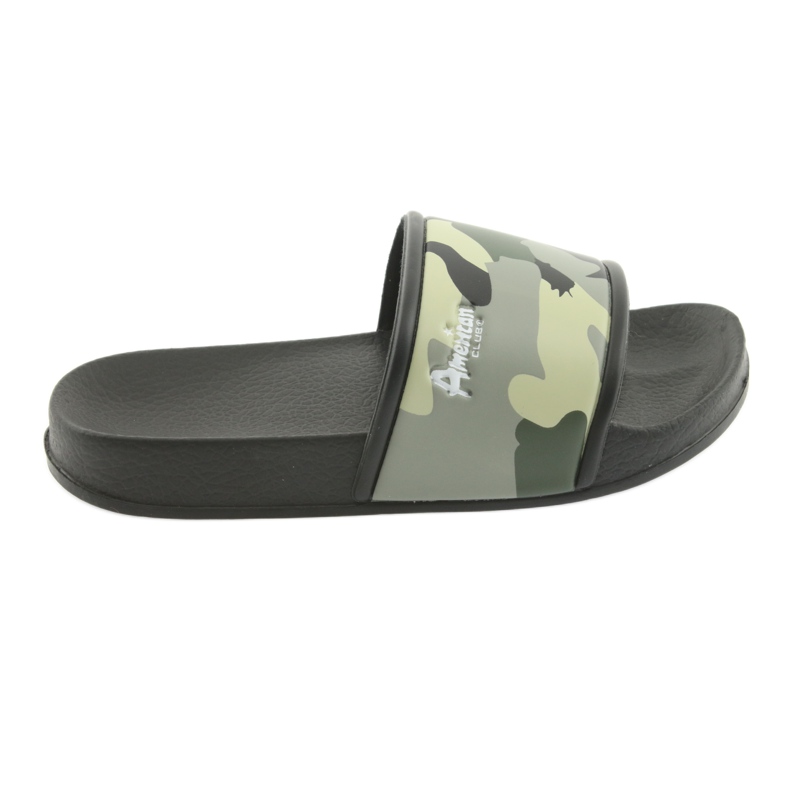 Grüne Camouflage-Slipper mit American Club-Profil schwarz