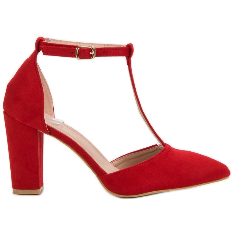 Primavera Rote Pumps auf einer Säule