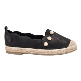 SHELOVET Espadrilles mit Perlen schwarz
