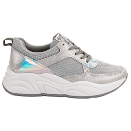 Ideal Shoes Silberne Sportschuhe grau