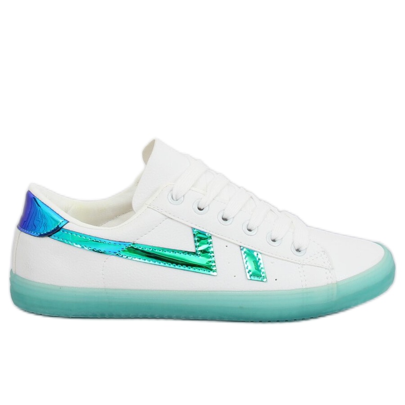 Weiße und grüne Sneakers für Damen B0-08 WHITE / L.GREEN