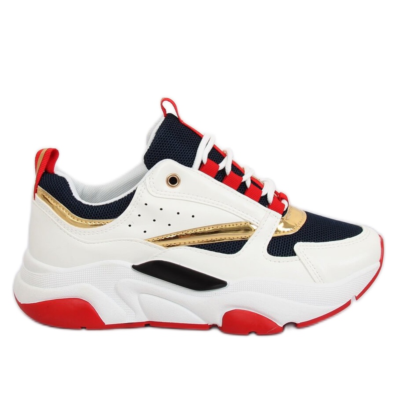 Mehrfarbige Sportschuhe BK008-47 WEISS / BLAU weiß navy blau