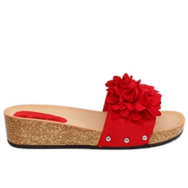 Rot S63 Rote Flip-Flops mit Blumen