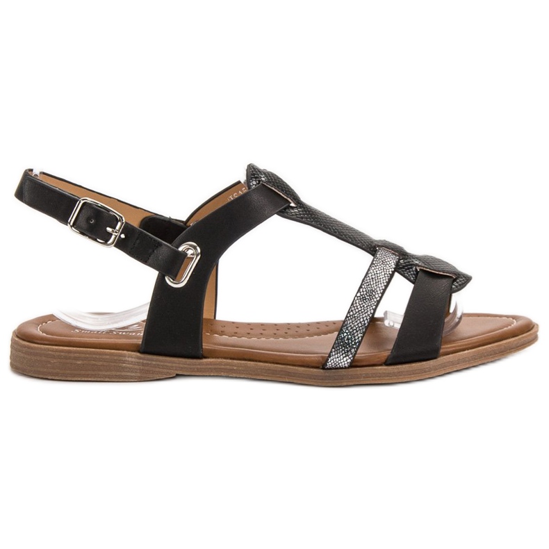 Small Swan Bequeme Damensandalen schwarz