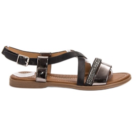 Small Swan Sandalen mit Kristallen schwarz