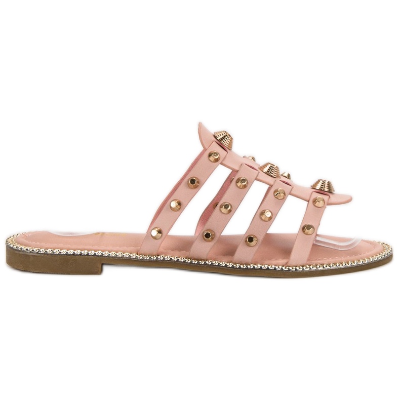 Renda Hausschuhe mit Strasssteinen rosa