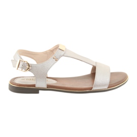 M.Daszyński Sandalen mit flachem Absatz Daszyński 1583 perlbeige braun grau