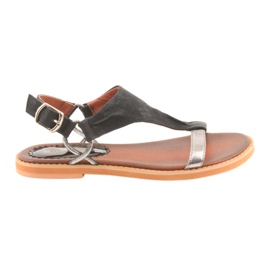 M.Daszyński Sandalen flacher Absatz Daszyński silber-schwarz grau