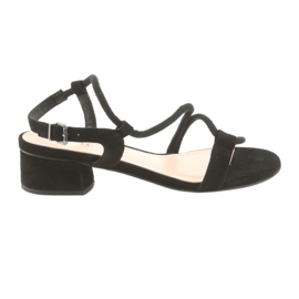 Edeo Frauen Ledersandalen 3386 Schwarz