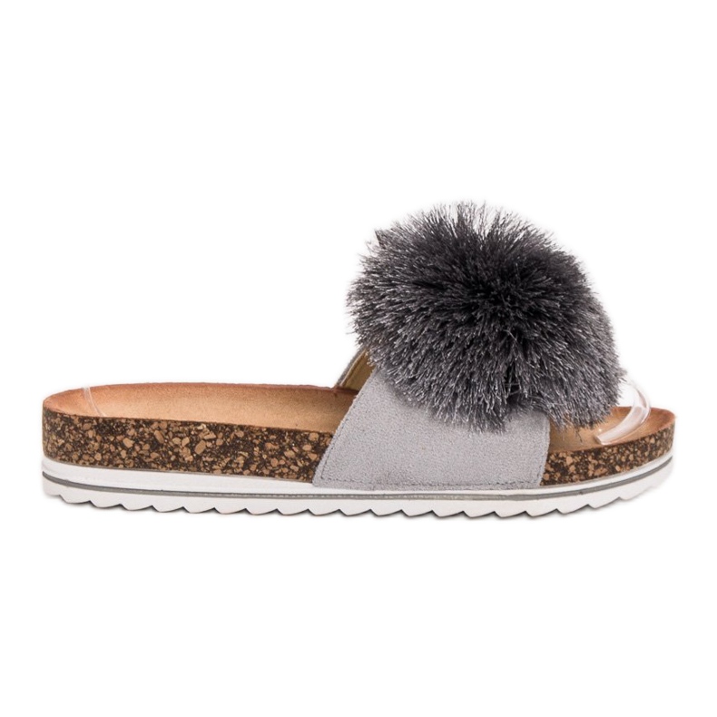 Seastar Hausschuhe mit Pompom grau