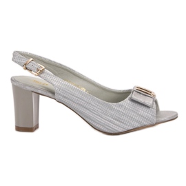 SHELOVET Elegante Sandalen mit Schleife grau