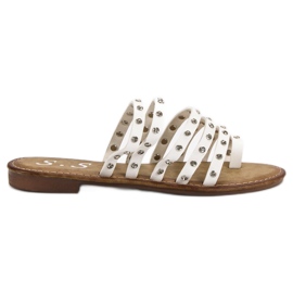 SHELOVET Hausschuhe mit Strasssteinen weiß