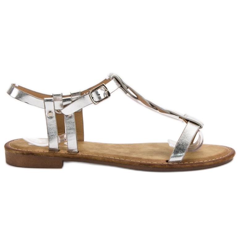 SHELOVET Silberne Sandalen grau