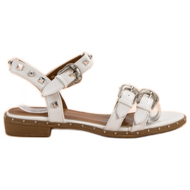 Small Swan Weiße Sandalen mit Nieten