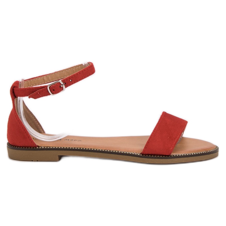 Laura Mode Klassische flache Sandalen rot