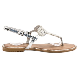 Queentina Bequeme silberne Sandalen grau