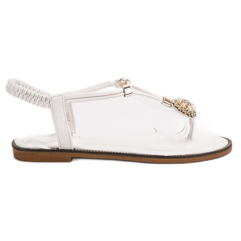 SHELOVET Weiße Sandalen mit Gummiband