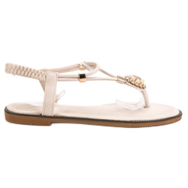 SHELOVET Beige Sandalen mit Gummizug
