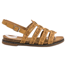 Renda Bequeme Sandalen in Camel braun