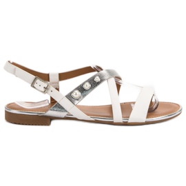Small Swan Sandalen mit Perlen weiß