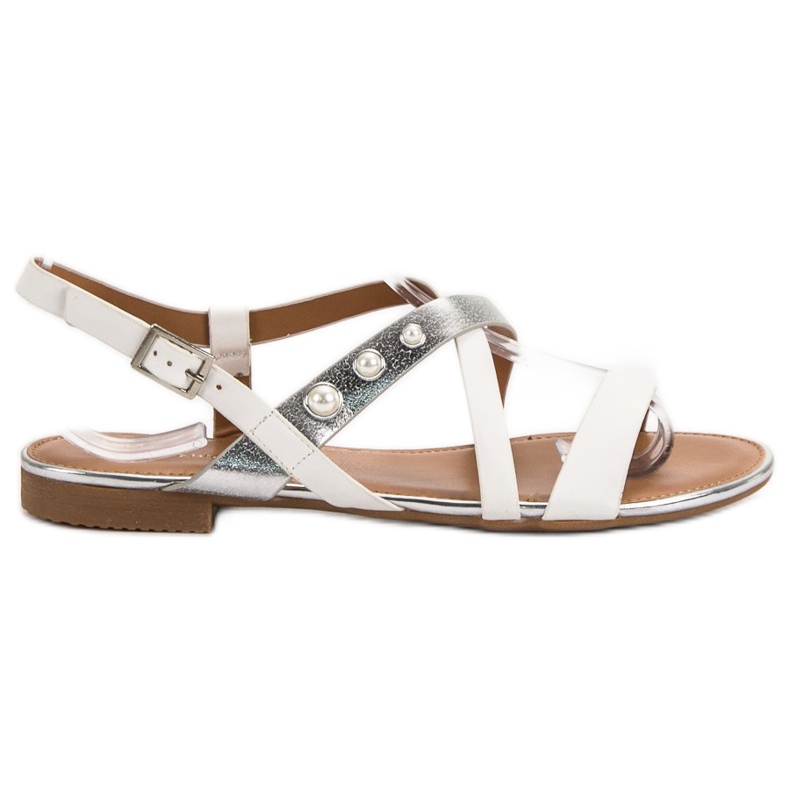 Small Swan Sandalen mit Perlen weiß