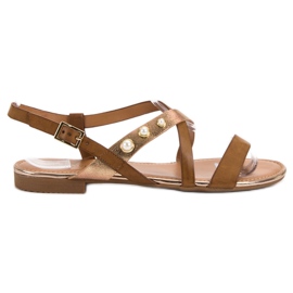 Small Swan Sandalen mit Perlen braun