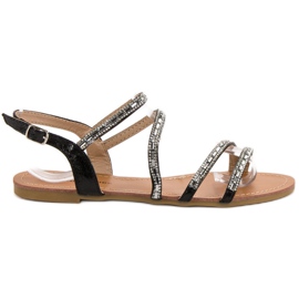 L. Lux. Shoes Flache Sandalen mit Zirkonia schwarz