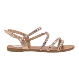 L. Lux. Shoes Flache Sandalen mit Zirkonia rosa