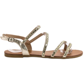 L. Lux. Shoes Flache Sandalen mit Zirkonia gelb