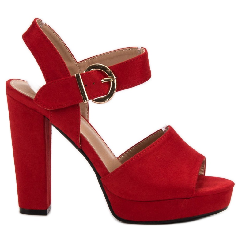 SHELOVET Rote Sandalen auf der Plattform