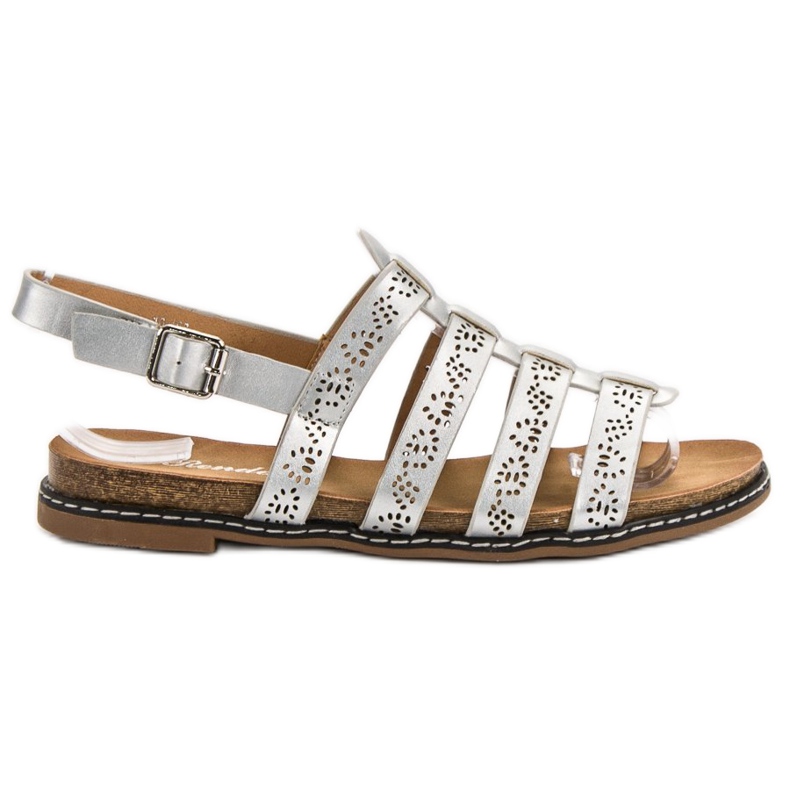 Renda Bequeme silberne Sandalen grau