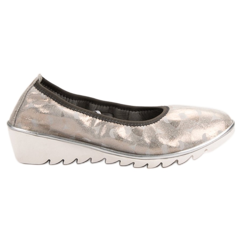 Filippo Ballerina aus Leder mit Keilabsatz beige golden