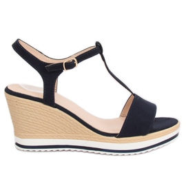 Sandalen mit Keilabsatz H-59 Blau marineblau