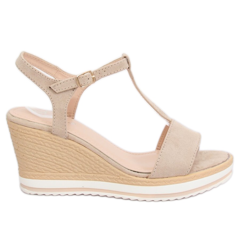 Beige Sandalen mit Keilabsatz H-59 Beige