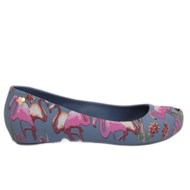 Meliski mit Flamingos marineblau CK85 Blau lila mehrfarbig