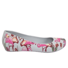 Meliski mit grauen Flamingos CK85 Grau lila mehrfarbig