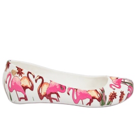 Meliski mit weißen Flamingos CK85 Weiß lila mehrfarbig