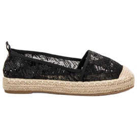 SHELOVET Espadrilles aus Spitze schwarz