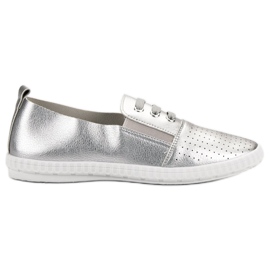 Super Mode Silberne Turnschuhe grau