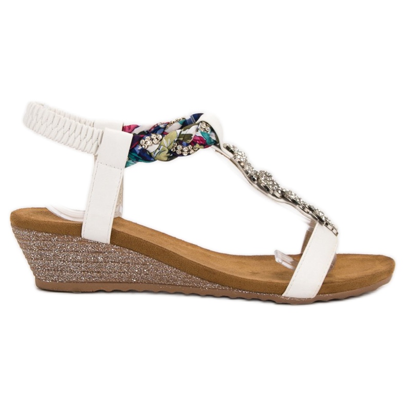 SHELOVET Sandalen mit Ornamenten weiß