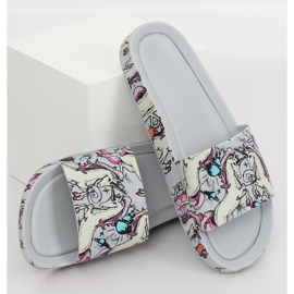 Einhorn graue Hausschuhe CK83 Grau mehrfarbig