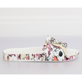 Einhorn weiße Hausschuhe CK83 Weiß mehrfarbig