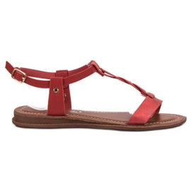 Super Mode Flache Sandalen rot