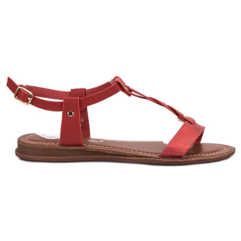 Super Mode Flache Sandalen rot